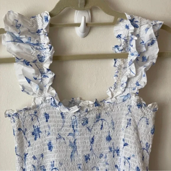 Hill House White Ellie Nap Dress Blue Botanica Smock Floral grad bump friendly - Picture 15 of 16